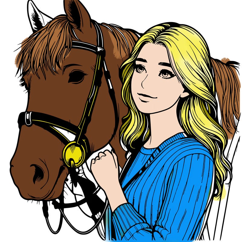 realistic girl with horse