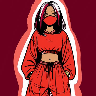 realistic girl faceless with baggy pants and a crop top