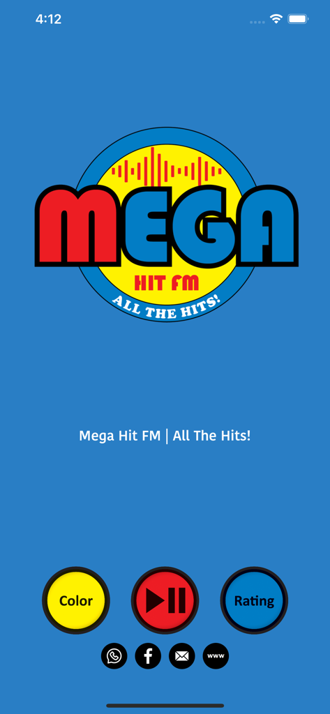 Mega Hit FM - Mega Hit FM app main screen showing logo and playback controls