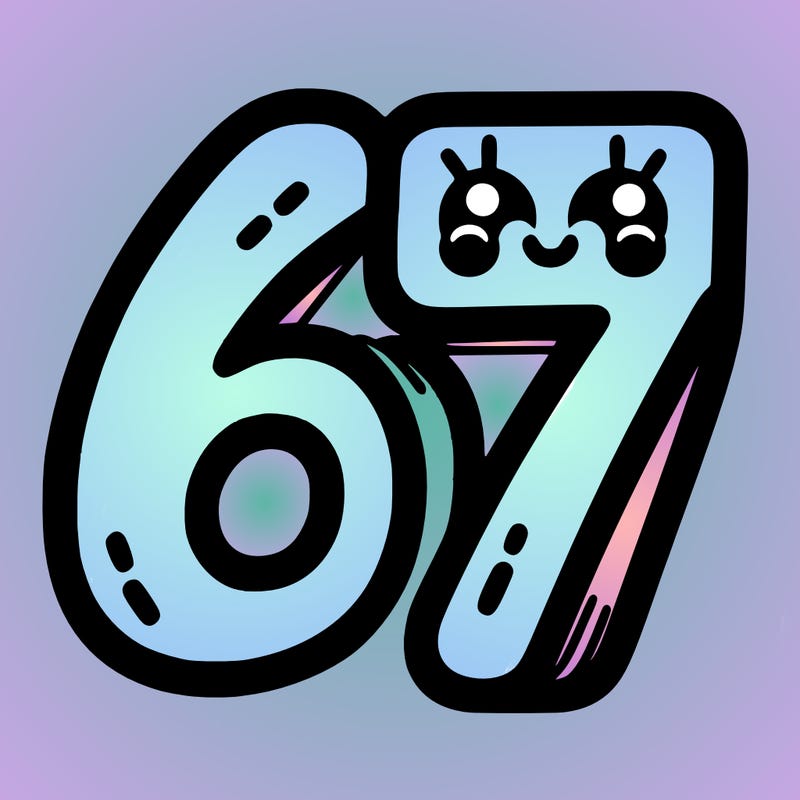 the numbers 67