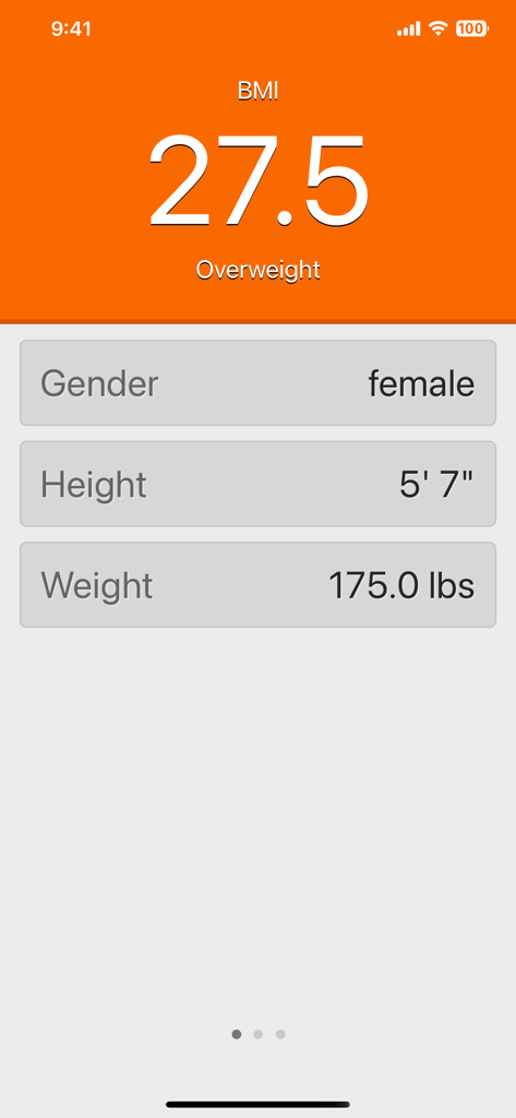 BMI Calculator for Weight Loss - Interfaccia del calcolatore IMC che mostra un risultato di 27.5 classificato come sovrappeso.