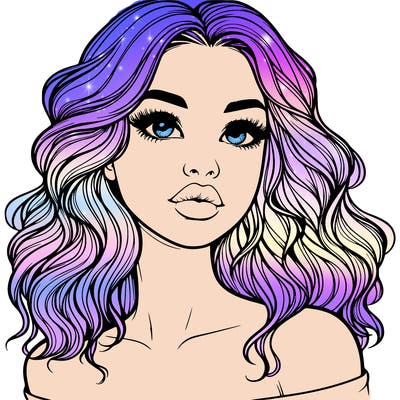 realistic girl with wavy hair and lips