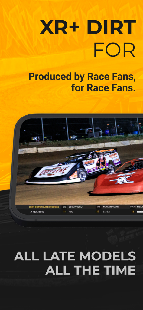 XR Events + - Live stream of late model dirt track racing cars on the XR Events plus app