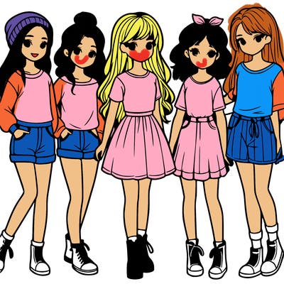 a group of five girls