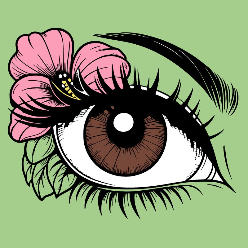 realistic eye with flower
