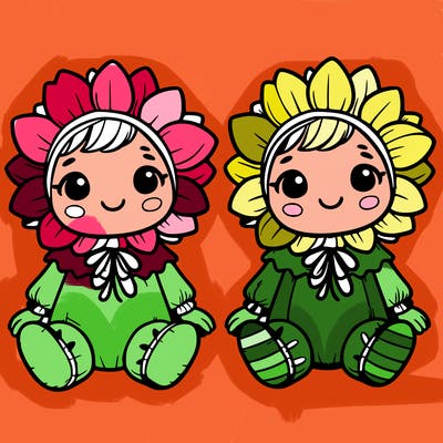 cute little baby in a sunflower costumes