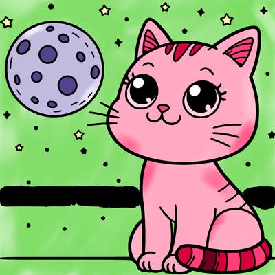 cat looking at the moon