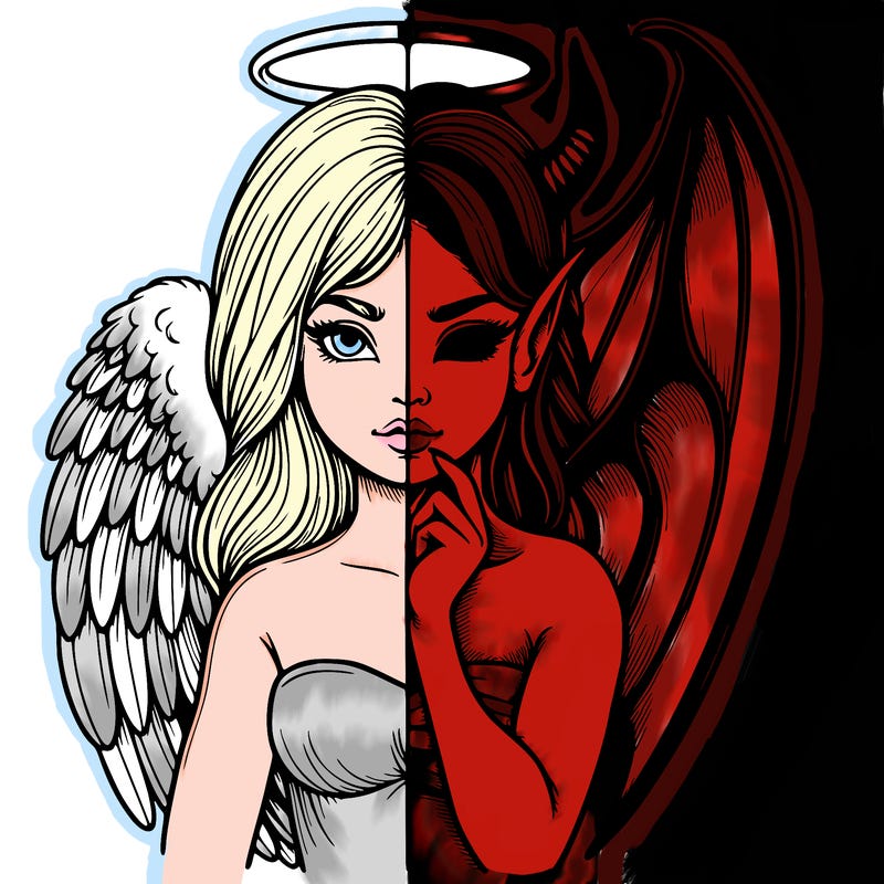 realistic angel half demon