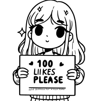 a girl holding up a sign saying 100 likes please