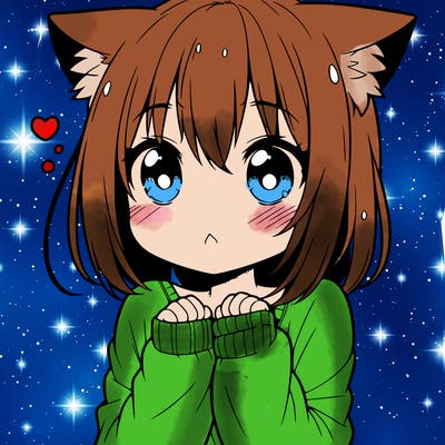 shy anime catgirl