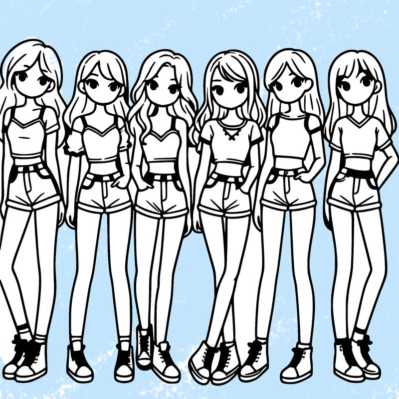 a group of girls wearing crop tops and shorts