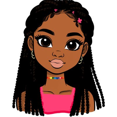 a realistic black girl with braids