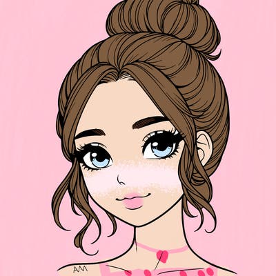 realistic pretty girl with hair in bun