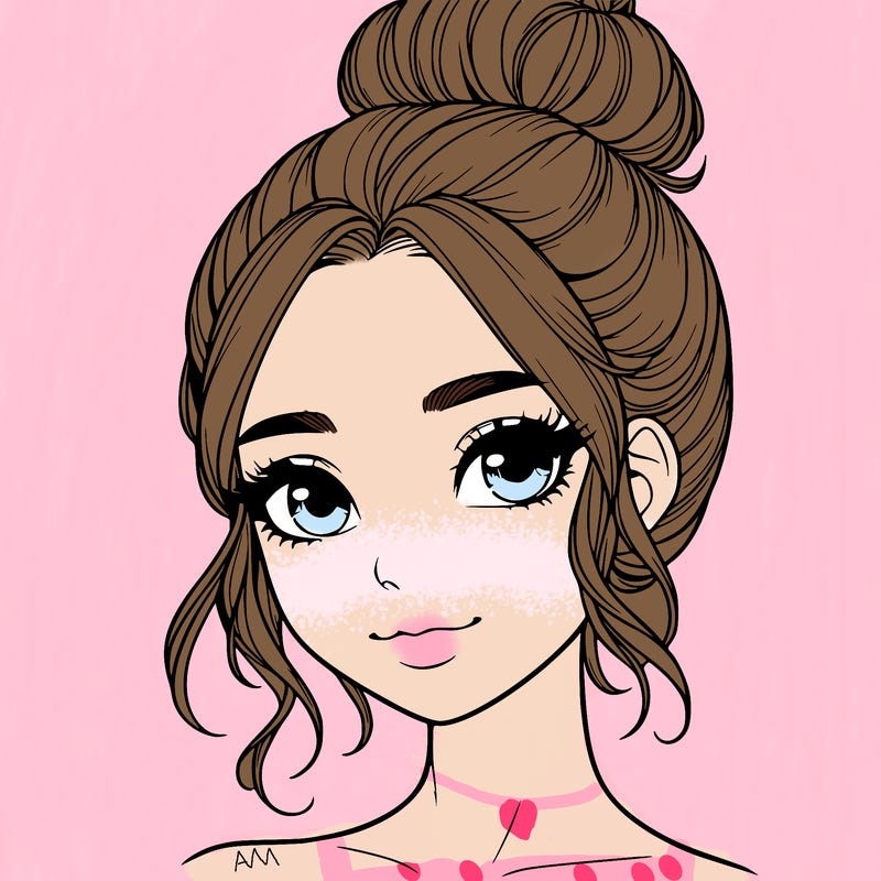 realistic pretty girl with hair in bun