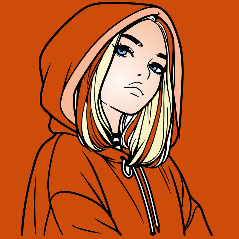 a realistic girl in a hoodie