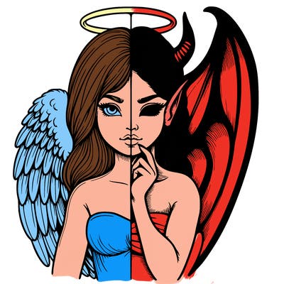 realistic angel half demon