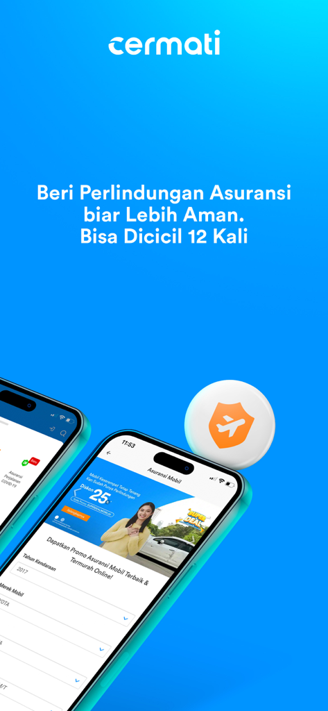 Cermati - Cek SLIK & Asuransi - Cermati mobile app interface displaying car insurance options and protection plans for the Indonesian market