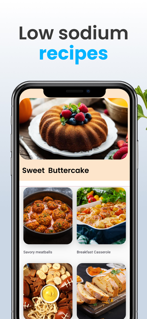 DASH Diet app displaying a variety of heart healthy low sodium recipes