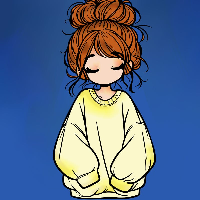 girl with baggy sweatshirt and messy bun