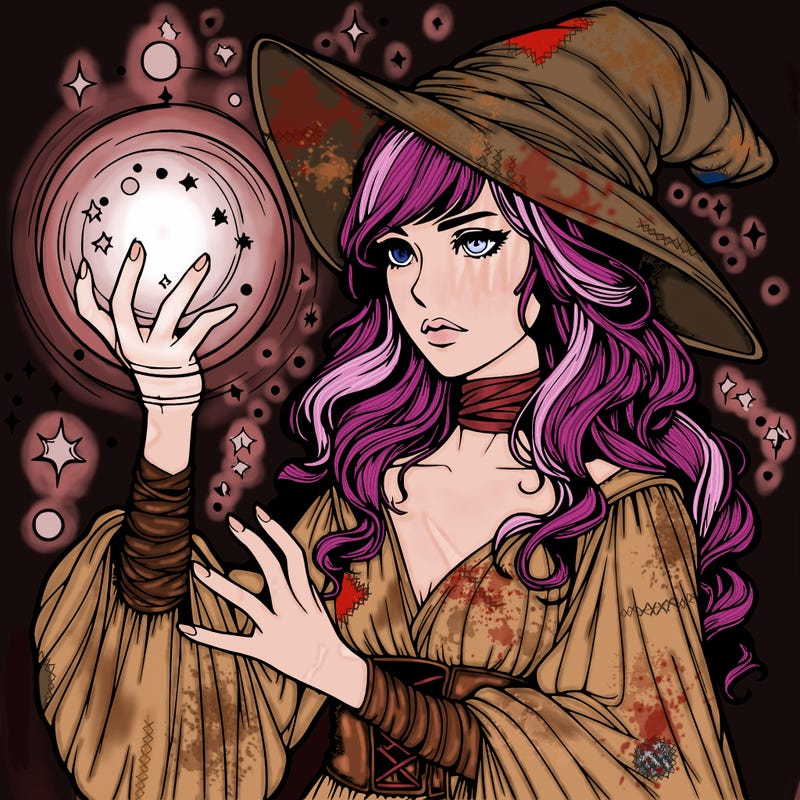 realistic women sorcerer using magic