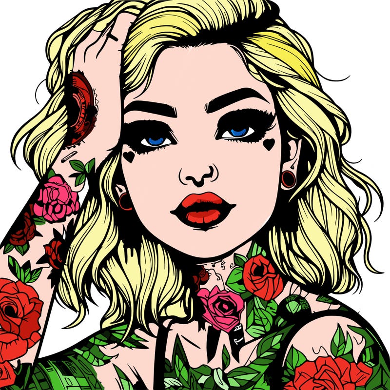 realistic girl with tattoos all over