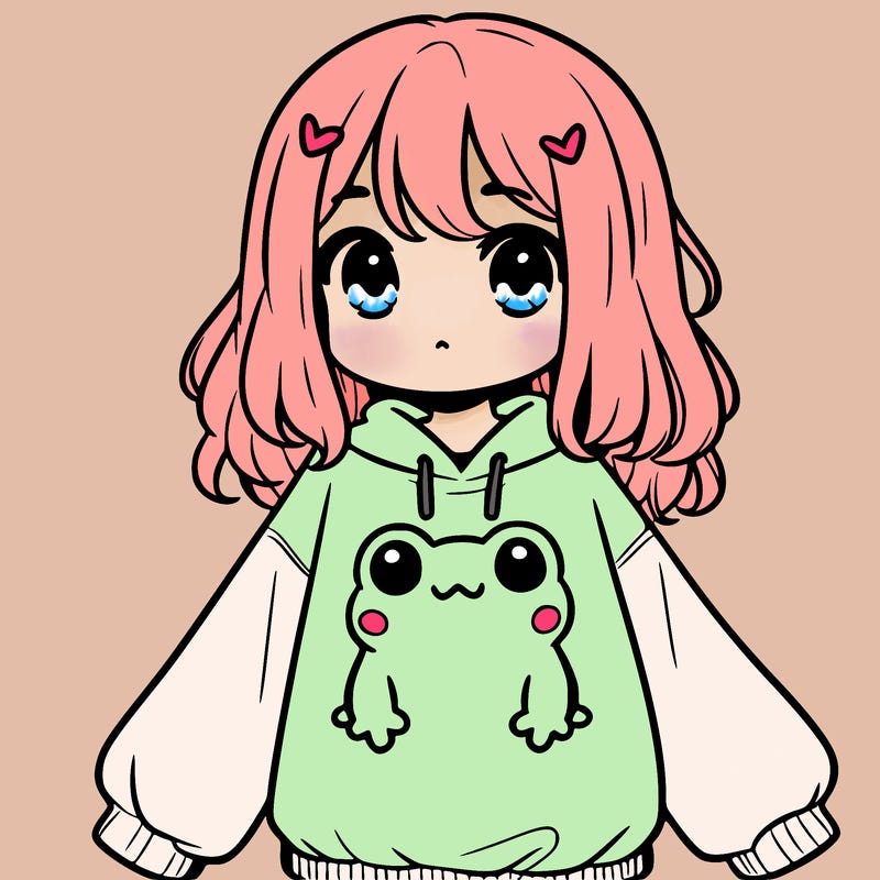 girl wearing frogging sweatshirt