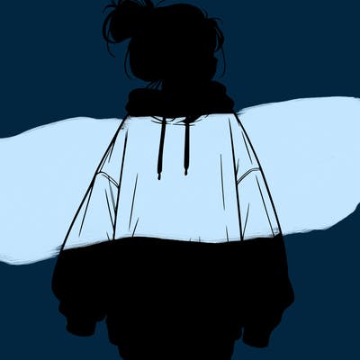 realistic girl with a oversized sweatshirt on and a bun