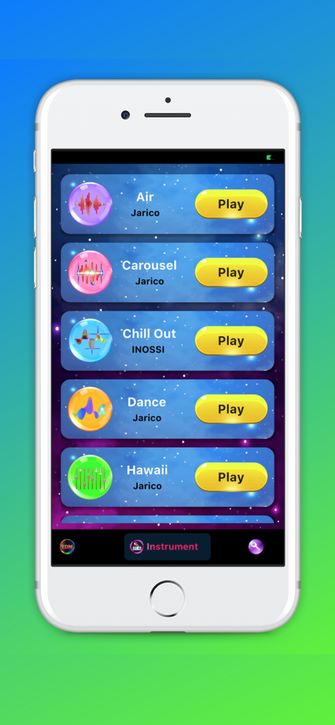 Beat Dancing Hop Tile EDM Rush - Song selection screen for Beat Dancing Hop Tile EDM Rush music game on iPhone.