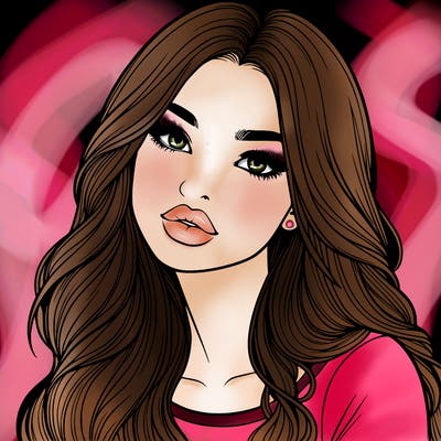 realistic girl with hair on her hair and lips