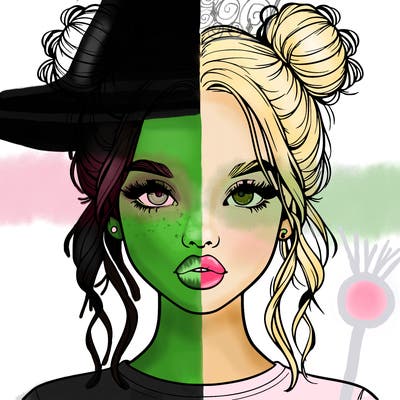 realistic girl with two buns in hair and lips