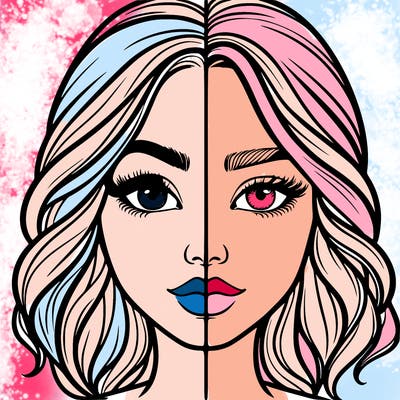 realistic girl split half