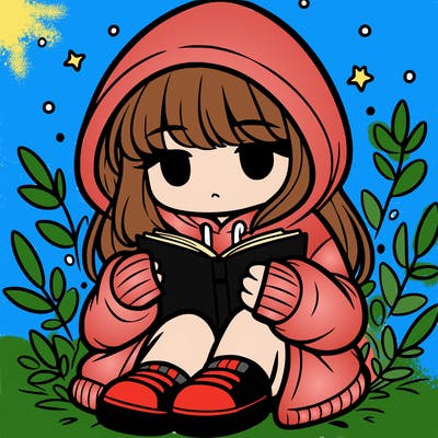 girl in oversized hoodie reading a book