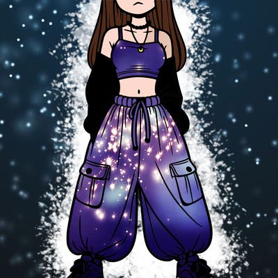 girl in a crop top and baggy pants