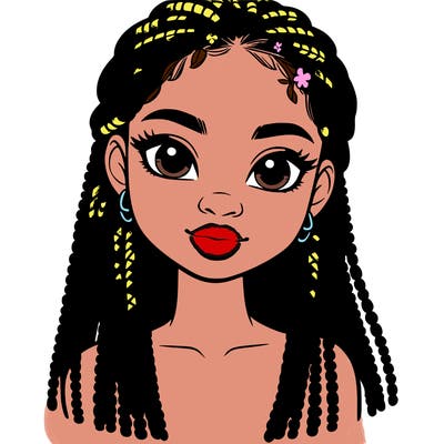 a realistic black girl with braids