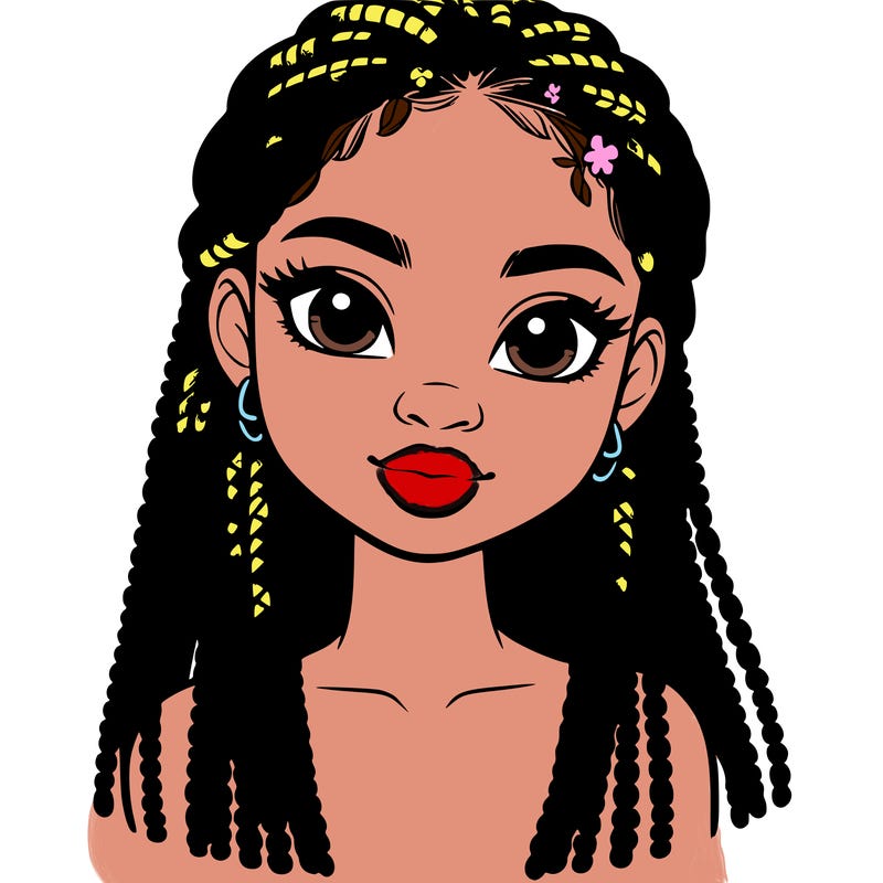 a realistic black girl with braids
