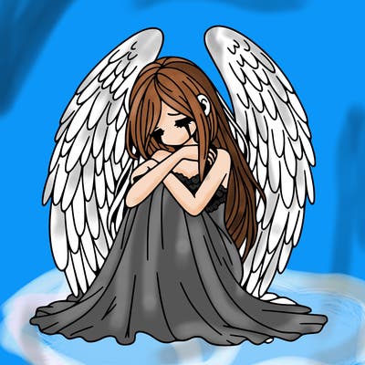 ethereal girl in grief, lonely and heartbroken