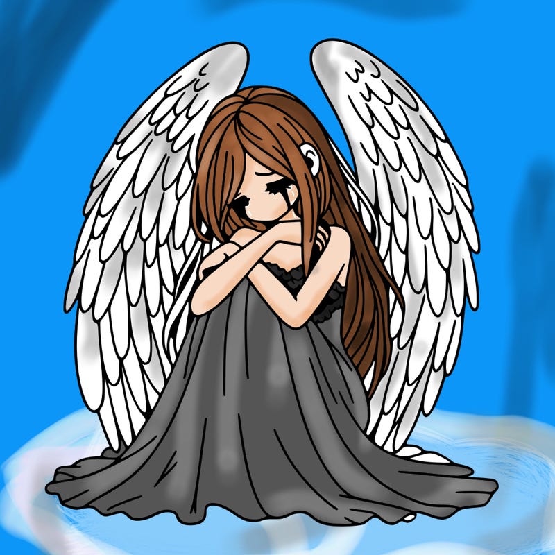 ethereal girl in grief, lonely and heartbroken