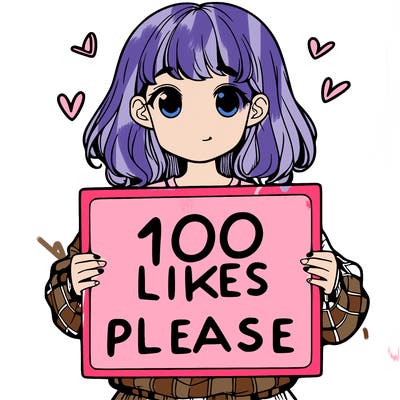 a girl holding a sign saying 100 likes please