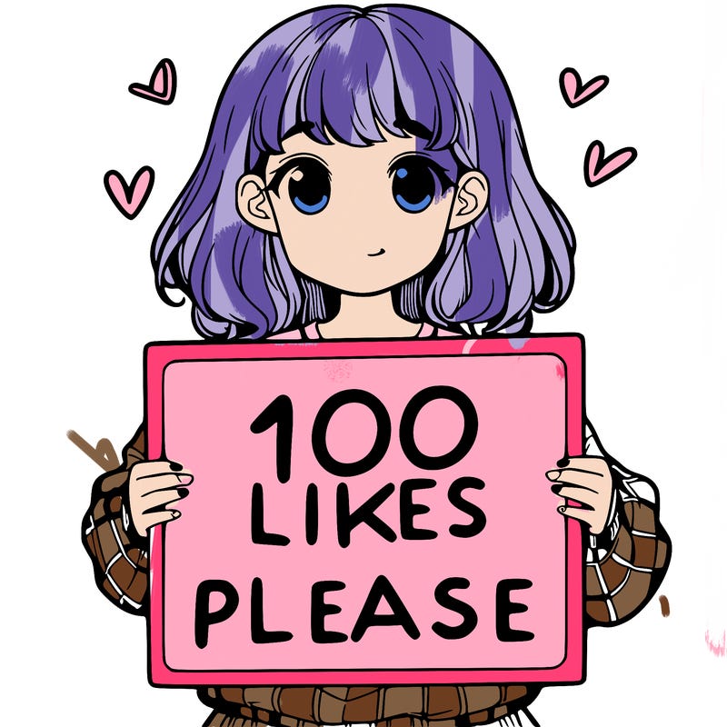 a girl holding a sign saying 100 likes please