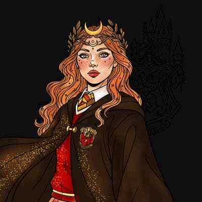 godess girl from hogwarts griffindor head to shoulders