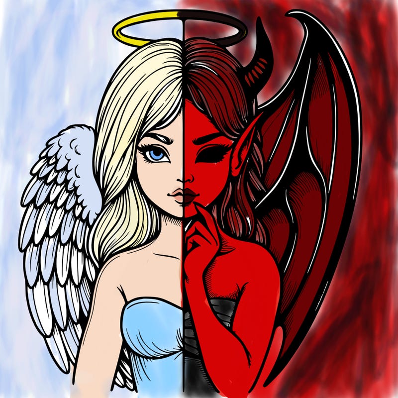 realistic angel half demon