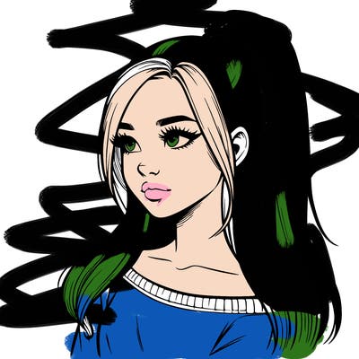 realistic girl with a high ponytail