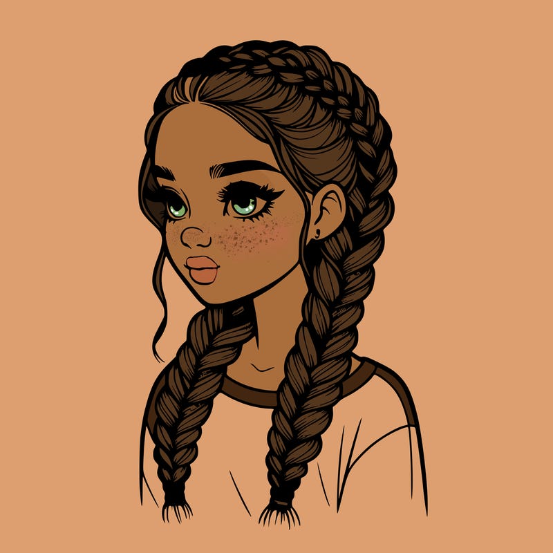realistic girl with braids