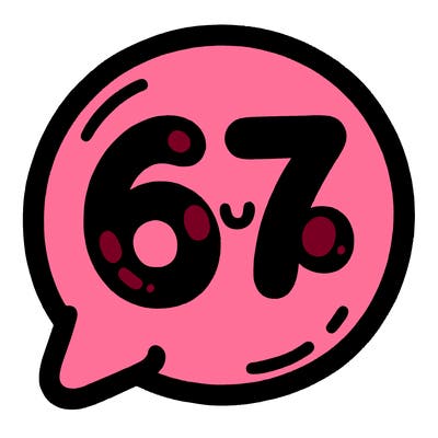 bubble that says 67