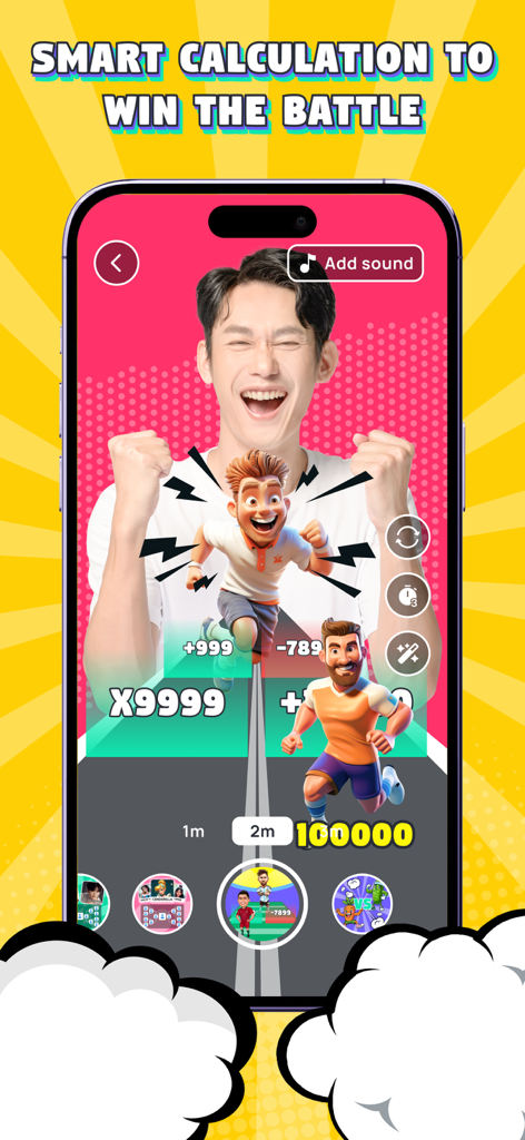 A man playing an AR math runner challenge game on the Battle Challenge mobile app