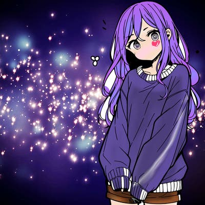 manga teen girl  in a sweater and baggy pants