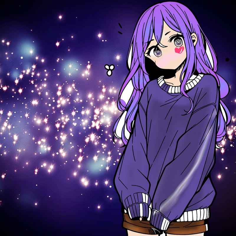 manga teen girl  in a sweater and baggy pants