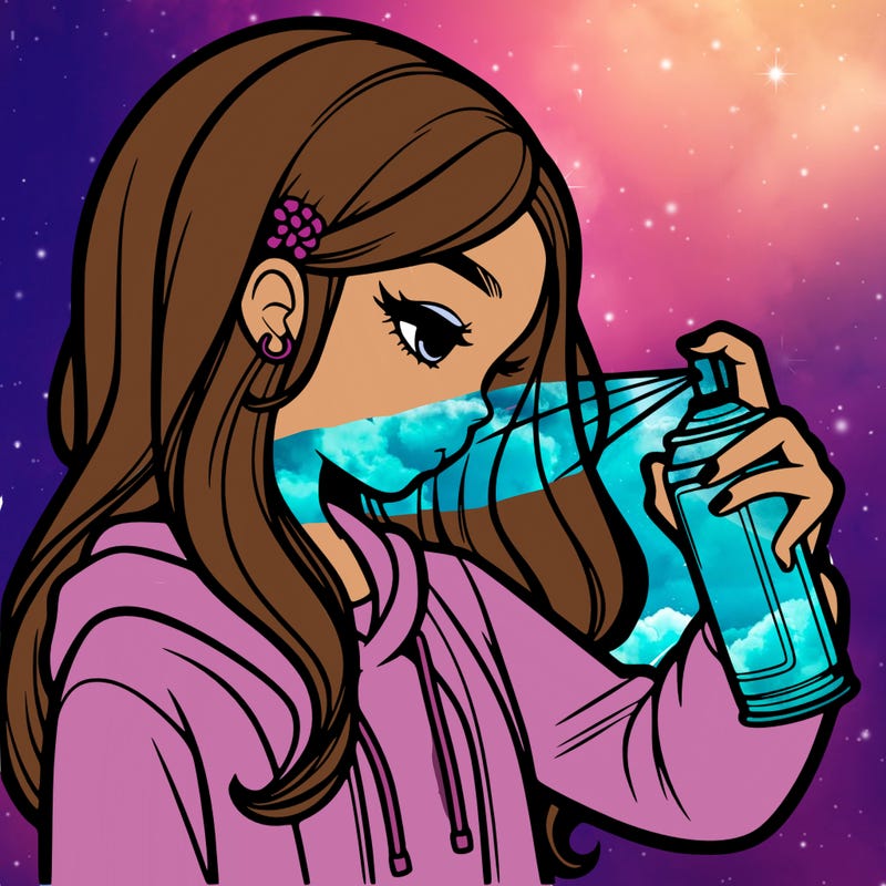 a realistic girl spray painting