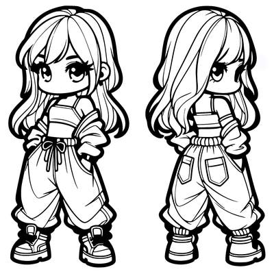 girl in crop top and baggy pants