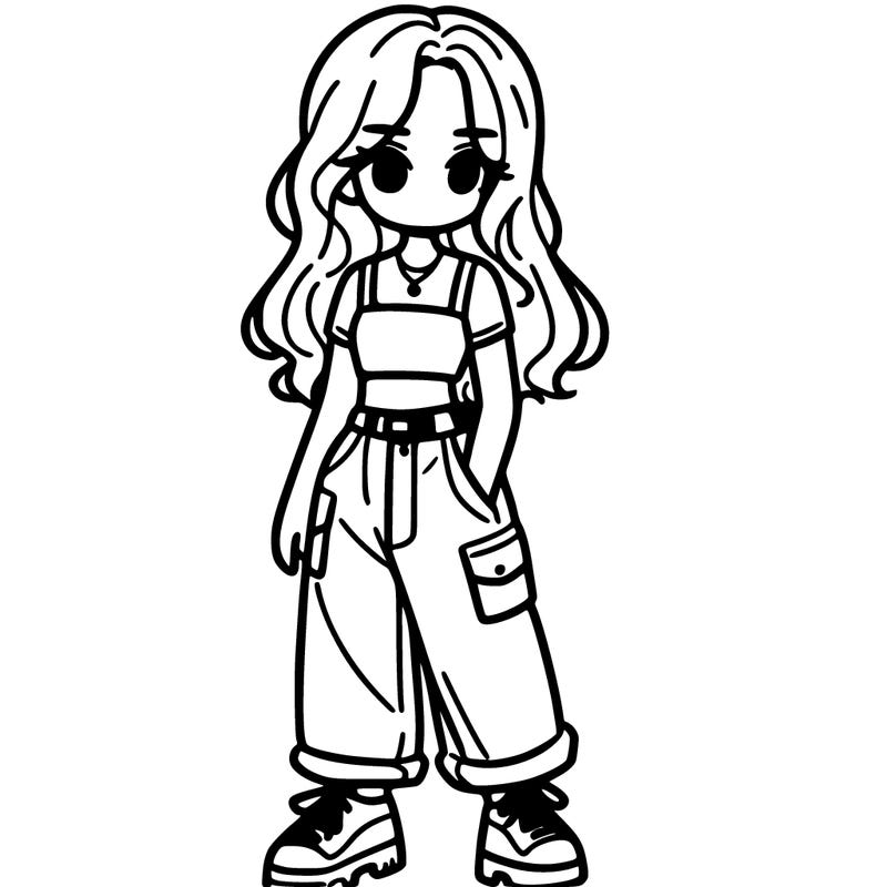 girl in crop top and baggy pants